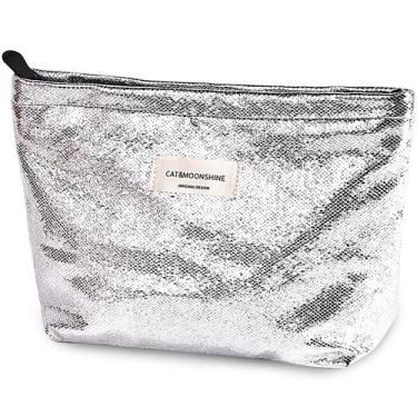 Imagem de Bolsa de maquiagem Sminra Preppy Canvas Toiletry Bag Silver for Women