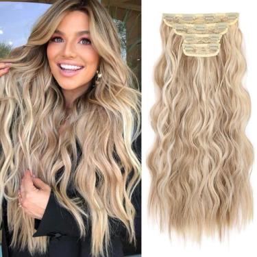 Imagem de Extensões de cabelo REECHO Synthetic Fiber 50 cm, 4 peças, loiro escur