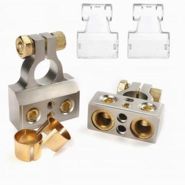 Imagem de Conectores de terminal para entradas de calibre 0/2/4 e entradas de calibre 8/10 - grampos de terminal de bateria de carro para áudio de carro, automóvel, fuzileiro naval, RV - 1 par