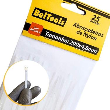 Imagem de Combo 25 Abraçadeira Nylon 200x4,8mm Branca Beltools