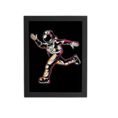 Imagem de Astronauta Dançando Desenho Quadro Moldura Preta 60X40Cm