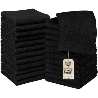 Imagem de Utopia Towels Conjunto de 24 toalhas de algodão, 100% algodão fiado, panos de rosto de flanela de qualidade premium, toalhas de dedo altamente absorventes e macias, pretas