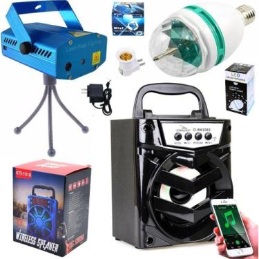 Imagem de Projetor Holográfico Laser Lampada Giratória Led Caixa Som - Leffa Sho