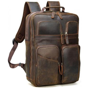 Imagem de Mochila Masculina para Laptop de Couro, POLARE , Marrom