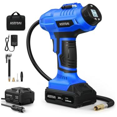 Imagem de Compressor de Ar com Bateria Recarregável 20V 12V, 160PSI, ASTROAI, Azul