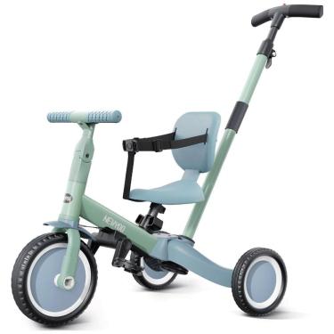 Imagem de Triciclo Infantil 4 em 1 com Alça de Direção dos Pais e Pedais Removíveis para Crianças de 1 a 4 Anos, Newyoo TR007, Verde