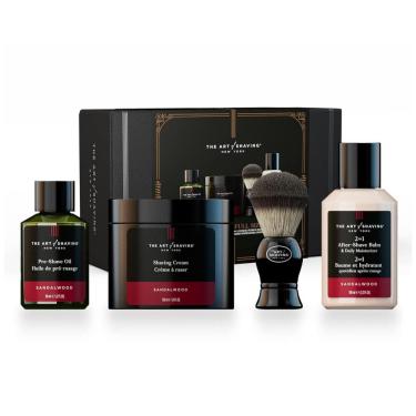 Imagem de Kit de Barbear para Barba Profissional Portátil com Cera e Pente, 4 Itens, THE ART OF SHAVING, Preto
