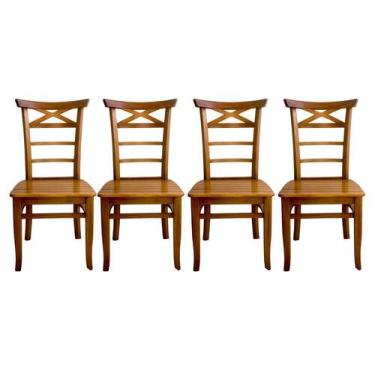 Imagem de Cadeira de Jantar Luxo Conjunto 4 Unidades de Madeira Maciça Alta Dens