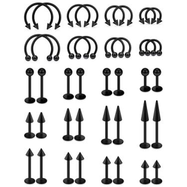 Imagem de Xnsjeyy 16G 20G Anel de lábio de nariz de ferradura de aço cirúrgico Tragus Forward Helix Conch Rook Daith Brinco de cartilagem confortável Medusa Labret Snake Bite Monroe piercing de lábio para