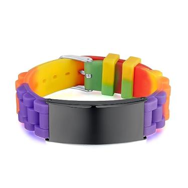 Imagem de Rockyu Pulseira masculina, popular, legal, laranja, azul, preto, vermelho, roxo, relógio, placa de faia, aço inoxidável, hipoalergênico, tamanho, ajustável, elegante, aniversário, aniversário