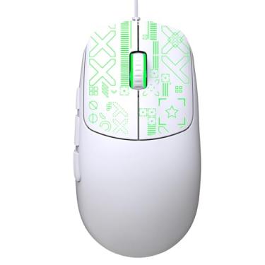 Imagem de Jectse Mouse para Jogos Com Fio, Mouse RGB Com 4 Velocidades Ajustáveis, Luzes LED Multicoloridas, Cabe na Palma da Mão, Não é Necessário Driver, USB 2.0, Resolução de 3600 DPI, para (WHITE)