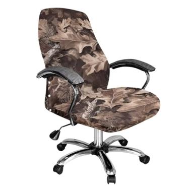 Imagem de Wanyint Capa de cadeira de escritório retrô camuflada de caça para cadeiras de apoio de braço, com pegada de cachorro, estampa de cachorro, mesa de computador, removível, antiderrapante, capa de