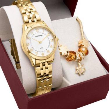 Imagem de Kit Relógio Mondaine Feminino com Pulseira 32796LPMKDE1K2