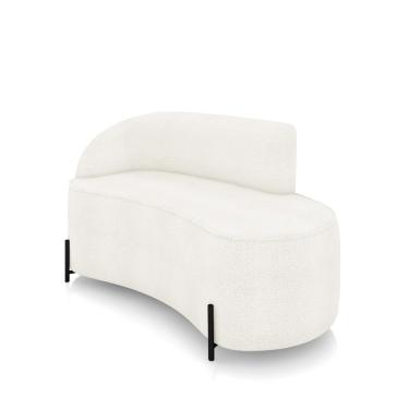 Imagem de Sofá 2 Lugares Orgânico 140cm Pé Ferro Preto Morgan Bouclê Off White D03 - D'Rossi