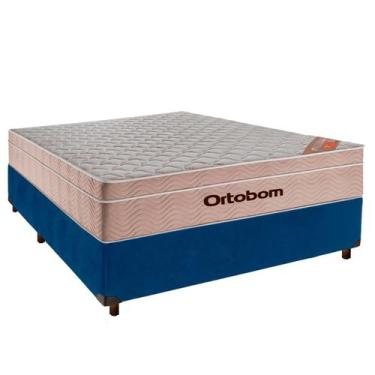 Imagem de Colchão Casal Molas Ensacadas Airtech Ortobom com Base Box Azul