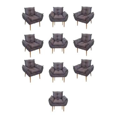 Imagem de Kit 10 Poltronas Opala Sala Quarto Recepção Salão Cor:cinza