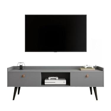 Imagem de Rack Bancada com pés 1.20 e 0.90 com 2 Portas Moderno Parede TV Até 50Pol 51x27x120cm(1.20cm Cinza)