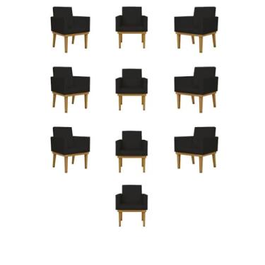 Imagem de Kit 10 Poltronas Decorativas Reforçada Courino Escritorio Cor:courino Preto