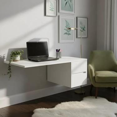 Imagem de Escrivaninha Suspensa Mesa para Computador ou Notebook Branco