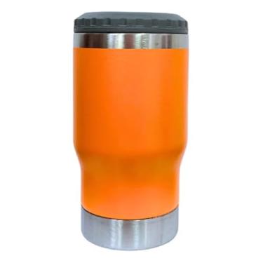 Imagem de Copo Térmico Multifuncional de Aço Inoxidável, 420ml, Porta Lata e Long Neck, com Tampa Rosqueável, Conservação 4h Gelado, Abridor Integrado (Laranja)