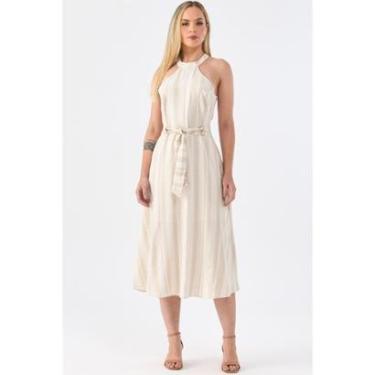 Imagem de Vestido Midi PKS de Linho Listrado-Feminino