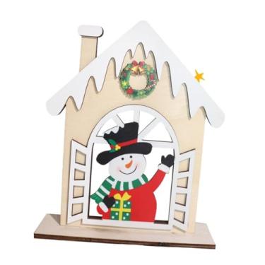 Imagem de IEUDNS Decoração de mesa de Natal Placa de mesa Enfeite de madeira Casa gravada para estante Sala de jantar Entrada de casa, Boneco de Neve