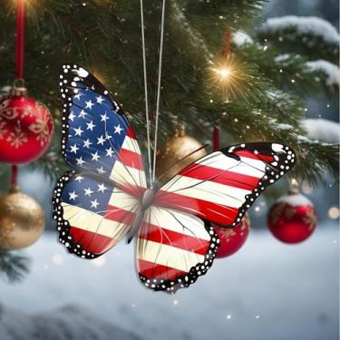 Imagem de Enfeites de Natal para pendurar em cristal de borboleta, enfeites de árvore de Natal feitos à mão, decoração de carro e casa - presentes de Natal, decoração de artesanato em acrílico, ideias de troca