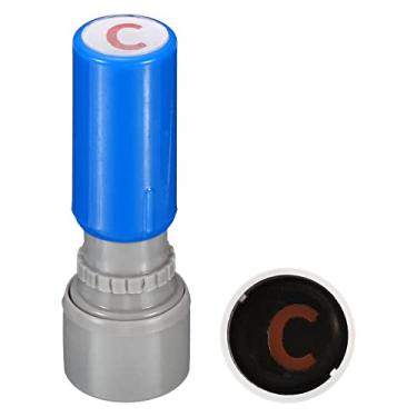 Imagem de Carimbos de letras, autotinta, caractere C, 7 mm, alfabeto, professor, carimbo inicial, mini carimbo de tinta para caderno de aula, scrapbooking, artesanato faça você mesmo, concha azul