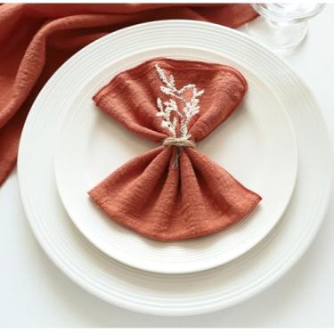 Imagem de Conjunto de 4 guardanapos de pano 42 x 42 cm guardanapos de algodão Boho reutilizáveis com franja para jantar, almoço, casamento, festa, reunião, decoração de mesa de uso diário, caramelo