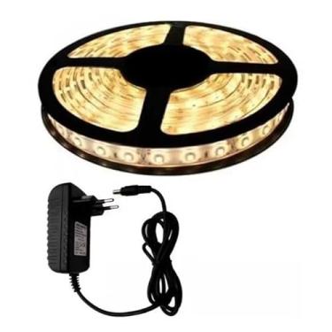 Imagem de Fita Led 3528 Branco Quente dupla face + Fonte 5 Metros