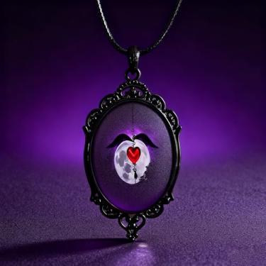 Imagem de Colar com pingente de vidro gótico para mulheres, sol e lua, estilo punk, vintage, corrente de corda de camafeu lunar, acessórios de bruxa, joias modernas, dia dos namorados, standard, Vidro, Sem