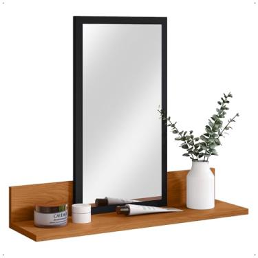 Imagem de Armário de Banheiro Aéreo Espelheira com Prateleiras Organizadora(preto/nature)