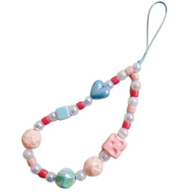 Imagem de Pingentes fofos - Chaveiro de célula estética Y2K com alça de contas - Berloque legal de coração de borboleta de urso para bolsa, decoração de pingentes de câmera, One Size, Resina, resina