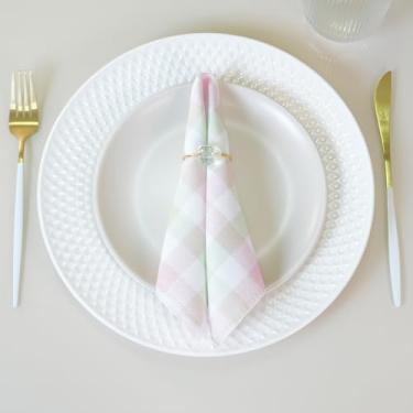 Imagem de Kit 2 Peças Guardanapo de Mesa em Microfibra, Estampa Digital Xadrez, 35x35cm, Decorativo para Piquenique (Branco Estampa 2)