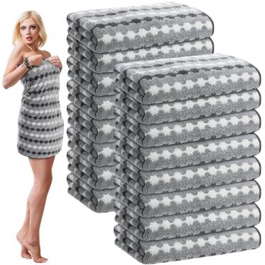 Imagem de SmoothNovelty Pacote com 16 toalhas de banho de microfibra a granel 79 x 152 cm toalha de banho tamanho grande altamente absorvente extra grande secagem macia para chuveiro praia salão de inverno