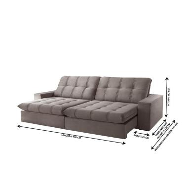 Imagem de Sofá Retrátil Caparaó 1,80m 2 Lugares Molas Ensacadas Txr Bege