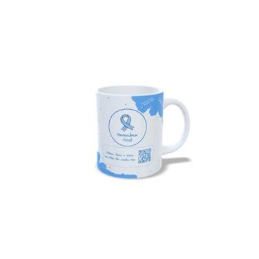 Imagem de Caneca Cerâmica Novembro Azul, Branca, 325ml, Design Conscientização Saúde Masculina, com QR Code (23114)