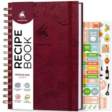 Imagem de Clever Fox Livro de receitas espiral – Faça seu próprio livro de receitas familiar – Organizador de caderno de receitas em branco – Diário de culinária vazio para escrever receitas – Tamanho médio, 16 cm x 21 cm, capa dura (Borgonha)