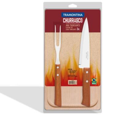 Imagem de Jogo de facas para churrasco tramontina com faca inox garfo trinchante