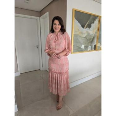 Imagem de Vestido longo mercia em chiffon - VALERIA ALVES, Rosa, M