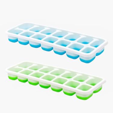 Imagem de Kit 2 Formas de Gelo Ice Flex com Tampa – Silicone Flexível 14 Cubos Cada, Ideal para Gelo, Papinha, Frutas e Alimentos – Reutilizável e Higiênica