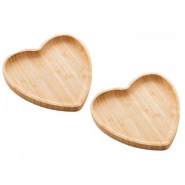 Imagem de Kit 2 Bandejas De Bambu Travessa Coração Heart - Class Home