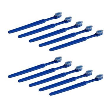 Imagem de Escova Dental Azul Infantil AlgDental | Kit com 10 Unidades | Cerdas Macias e Arredondadas | Limpador de Língua | Aprovada pela ABO