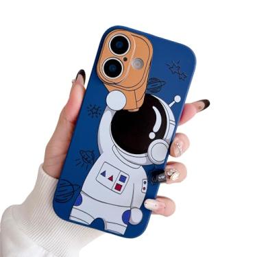 Imagem de Yonds Queen Capa fofa para iPhone, design espacial de astronauta de desenho animado elegante amortecedor de borracha TPU macia protetora antiderrapante à prova de choque capa criativa (telescópio