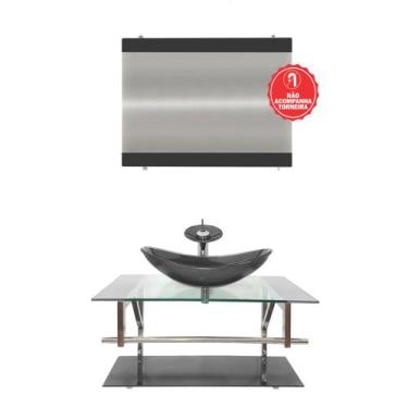 Imagem de Gabinete de Vidro 80cm para Banheiro Dinamarca - EKASA, Grafite