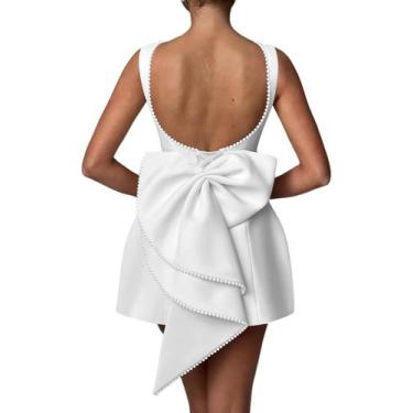 Imagem de Traje de festa de coquetel Vestido de noite Aosadin Satin White 22W