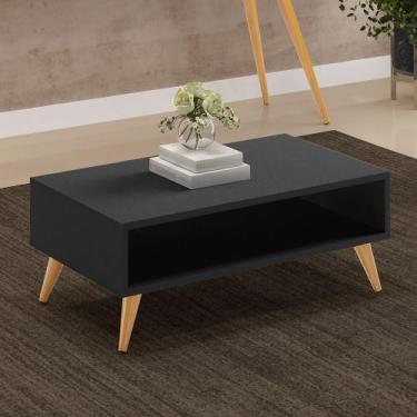 Imagem de Mesa de Centro Para Sala de Estar Pés Palito Cannes L03 Preto - Lyam D