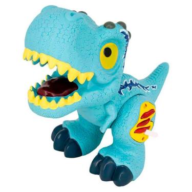 Imagem de Dinossauro Dino Party em PVC Velociaptor Baby Azul 20cm com Som 083 - Dorémi