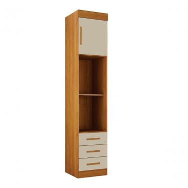 Imagem de Modulado Mesa De Cabeceira 3 Gavetas Orion - Leifer Móveis Cinamomo/off White