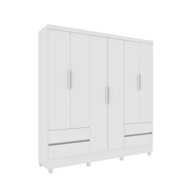 Imagem de Guarda- Roupa Casal 6 Portas 4 Gavetas Com 8 Pés Oregon - Tcil Neve